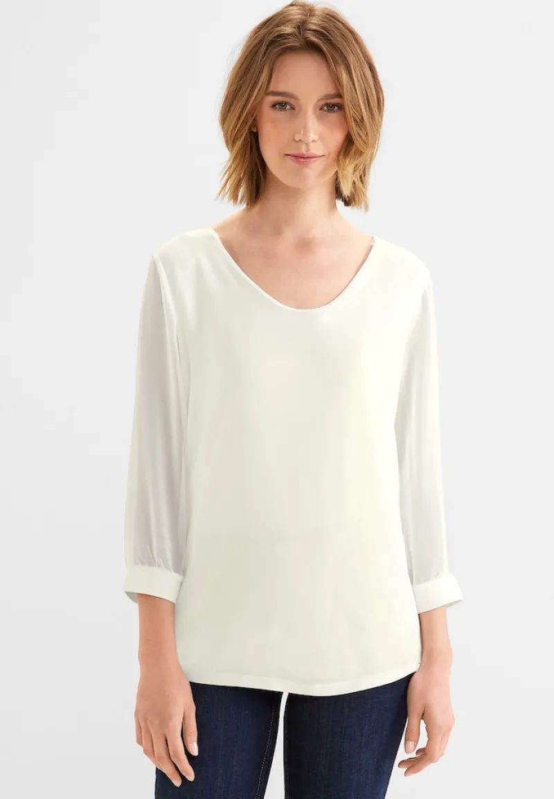 Street One Blusen*Chiffon Materialmix Shirt off white