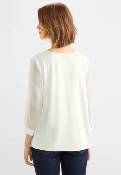 Street One Blusen*Chiffon Materialmix Shirt off white