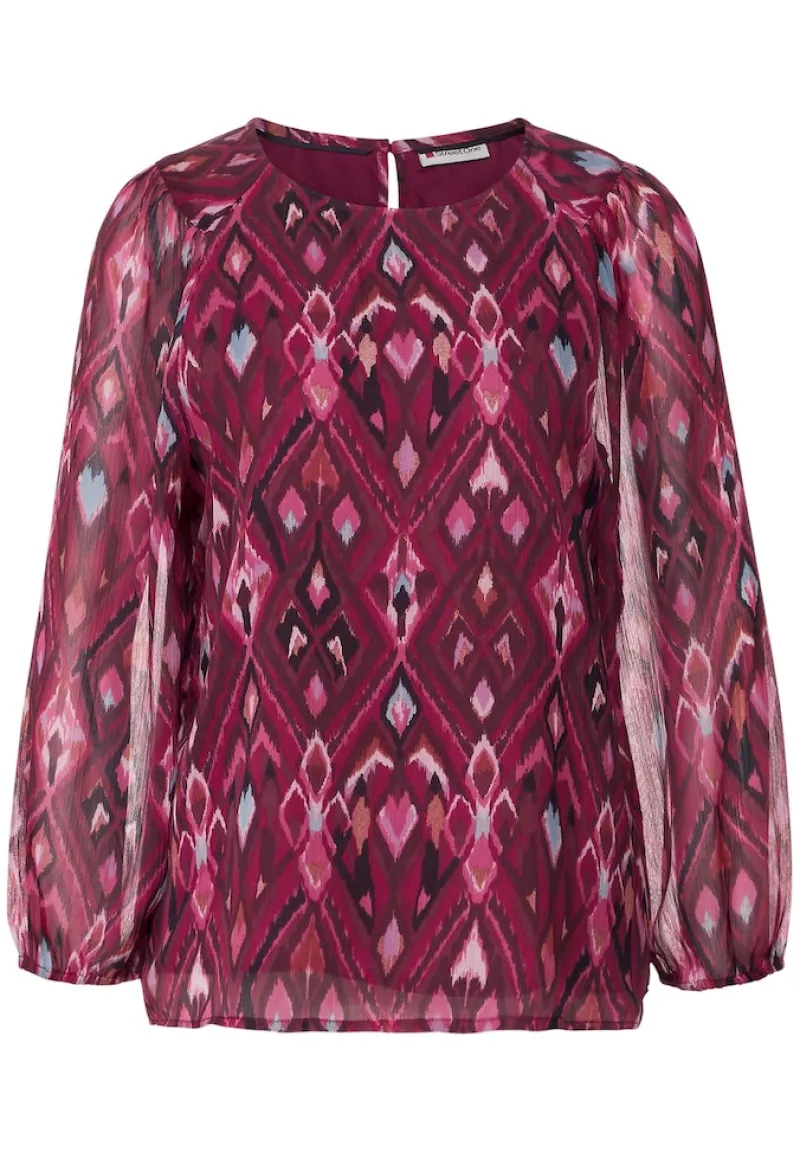 Street One Blusen*Chiffonbluse mit Ikat-Print tamed berry