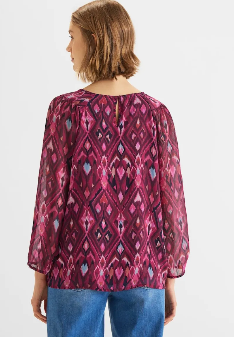 Street One Blusen*Chiffonbluse mit Ikat-Print tamed berry