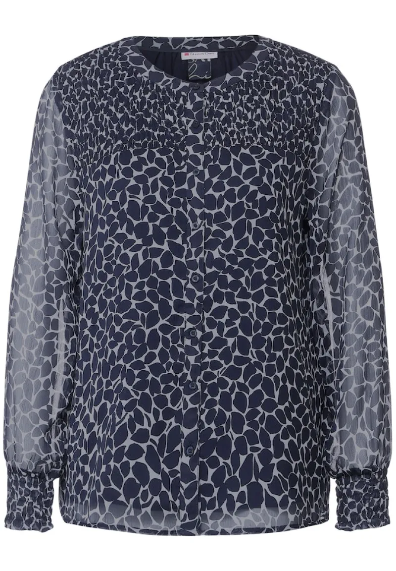 Street One Blusen*Chiffonbluse mit Print deep blue