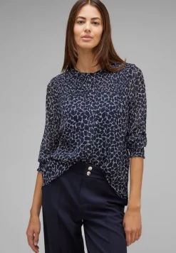 Street One Blusen*Chiffonbluse mit Print deep blue