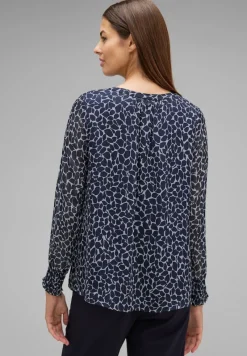 Street One Blusen*Chiffonbluse mit Print deep blue