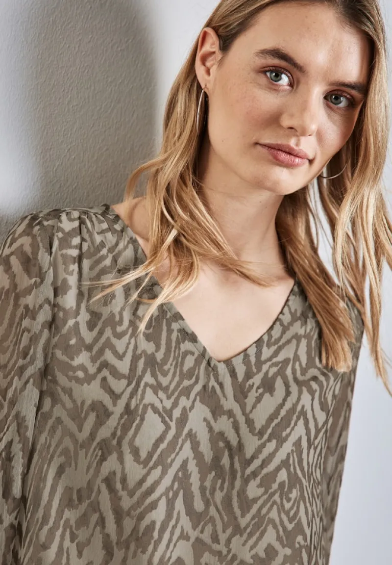 Street One Blusen*Chiffon-Bluse mit Raffung honey sand