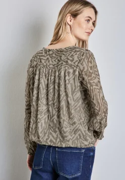 Street One Blusen*Chiffon-Bluse mit Raffung honey sand