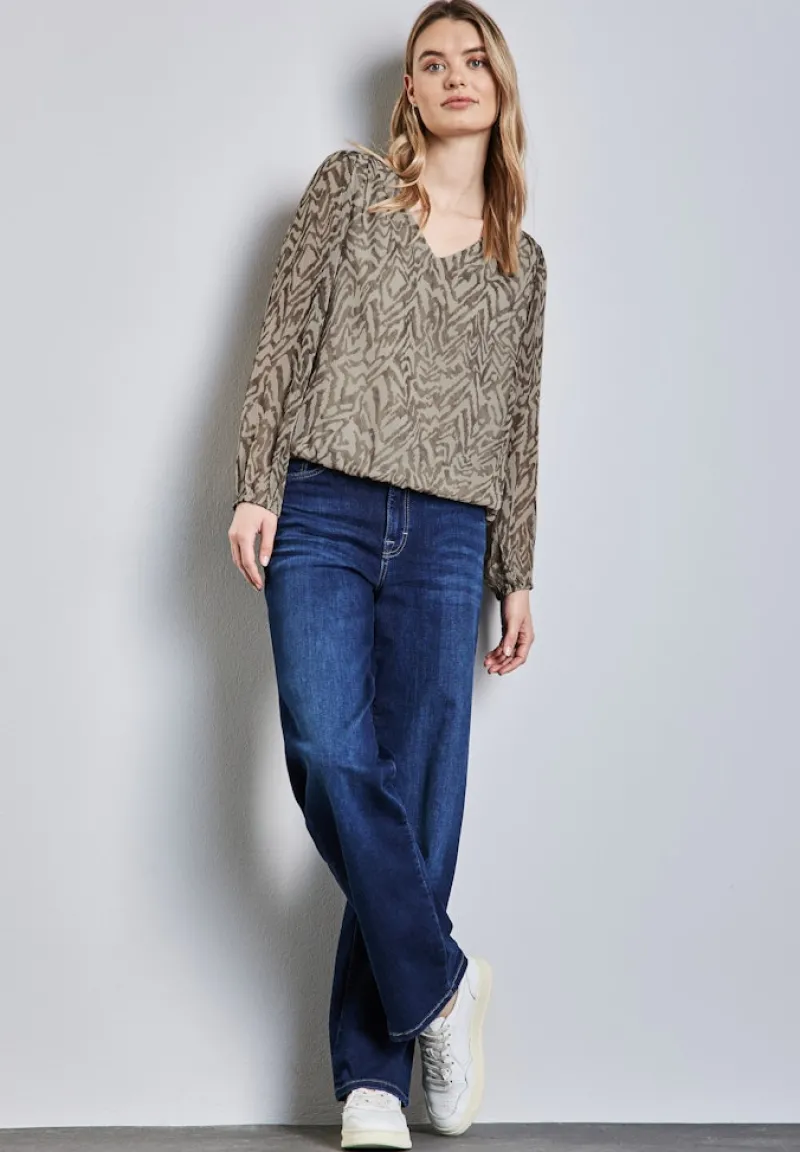 Street One Blusen*Chiffon-Bluse mit Raffung honey sand