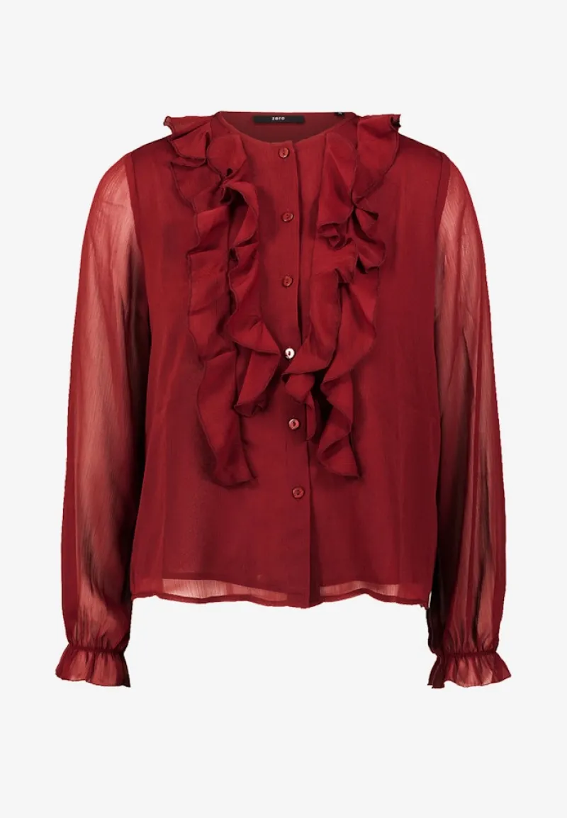 Zero Blusen*Chiffonbluse mit Volants cabernet