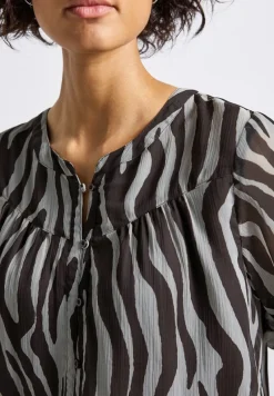 Street One Blusen*Chiffonbluse mit Zebra Print deep roast brown