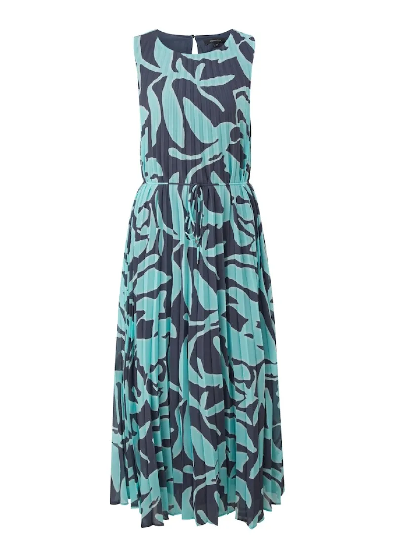 Comma Kleider*Chiffonkleid mit Plisseefalten Blau
