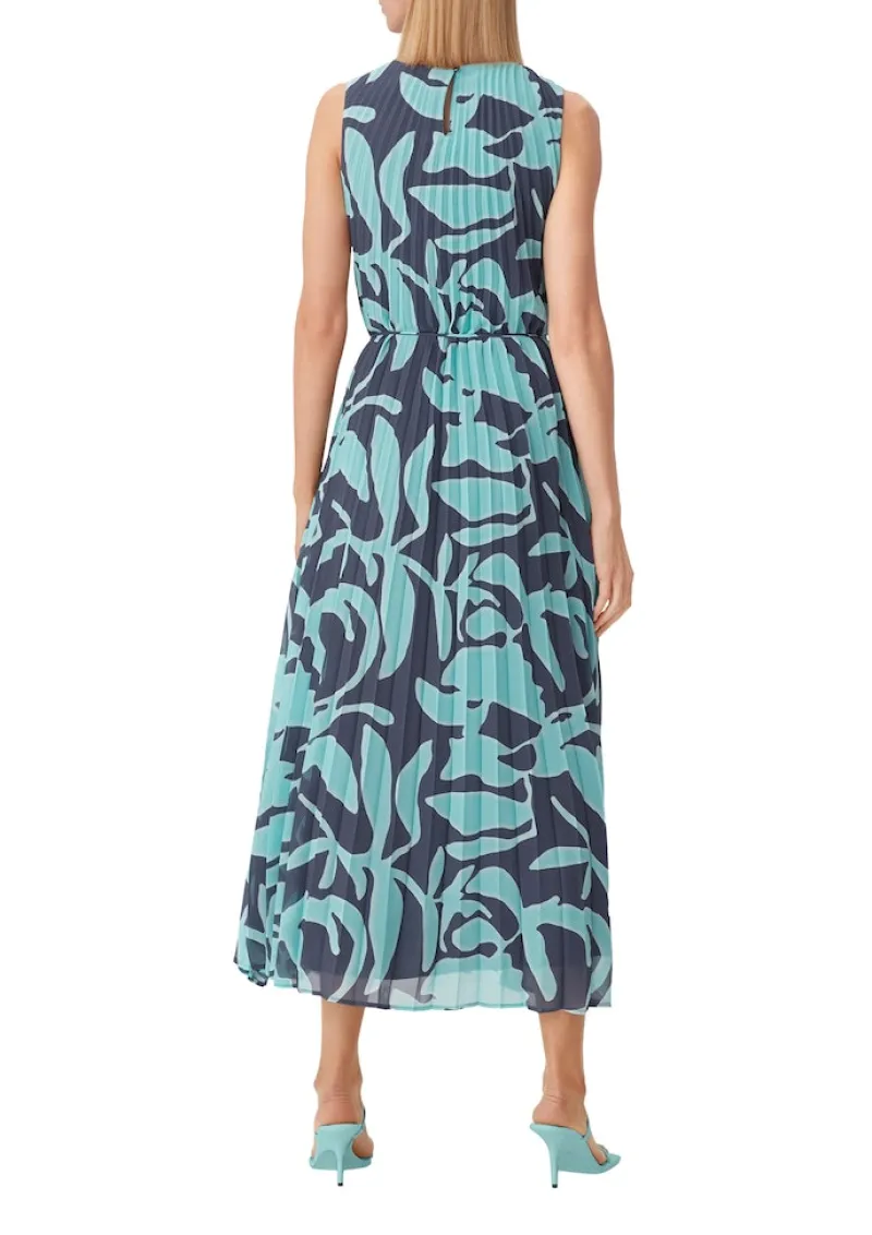 Comma Kleider*Chiffonkleid mit Plisseefalten Blau