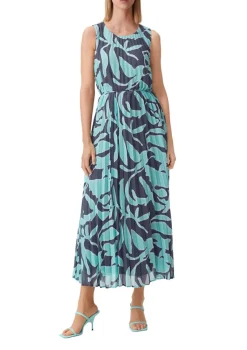 Comma Kleider*Chiffonkleid mit Plisseefalten Blau