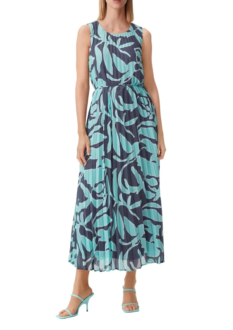 Comma Kleider*Chiffonkleid mit Plisseefalten Blau