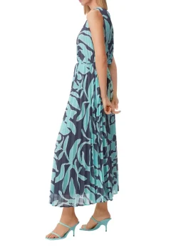 Comma Kleider*Chiffonkleid mit Plisseefalten Blau