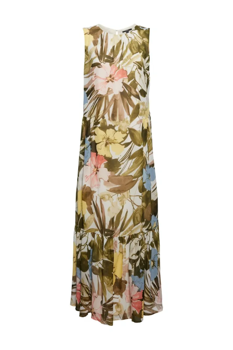 Esprit Kleider*Chiffon-Maxikleid mit Blumen-Print olive 4