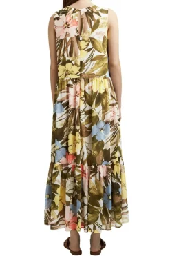 Esprit Kleider*Chiffon-Maxikleid mit Blumen-Print olive 4