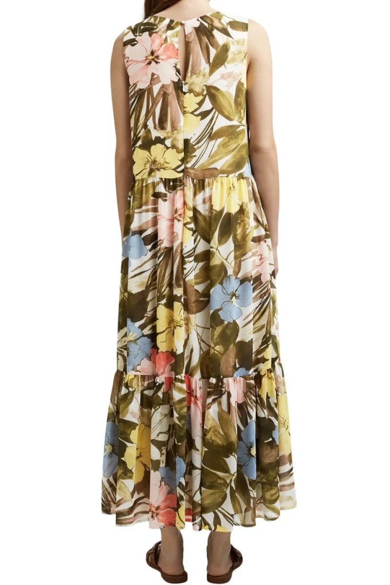 Esprit Kleider*Chiffon-Maxikleid mit Blumen-Print olive 4