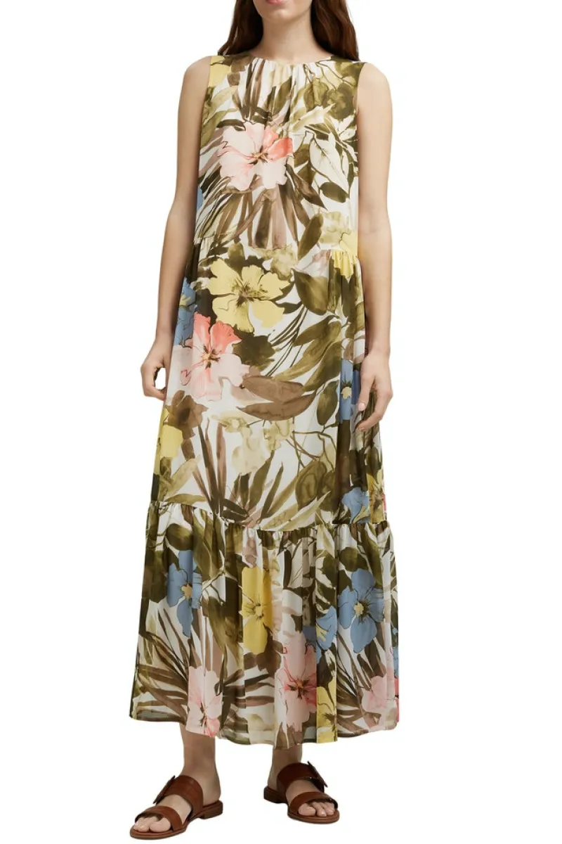 Esprit Kleider*Chiffon-Maxikleid mit Blumen-Print olive 4