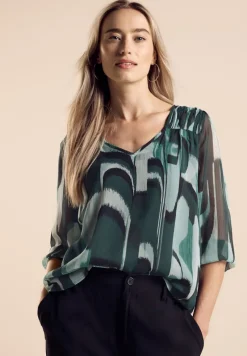 Street One Blusen*Chiffon-Tunika mit Print hunter green