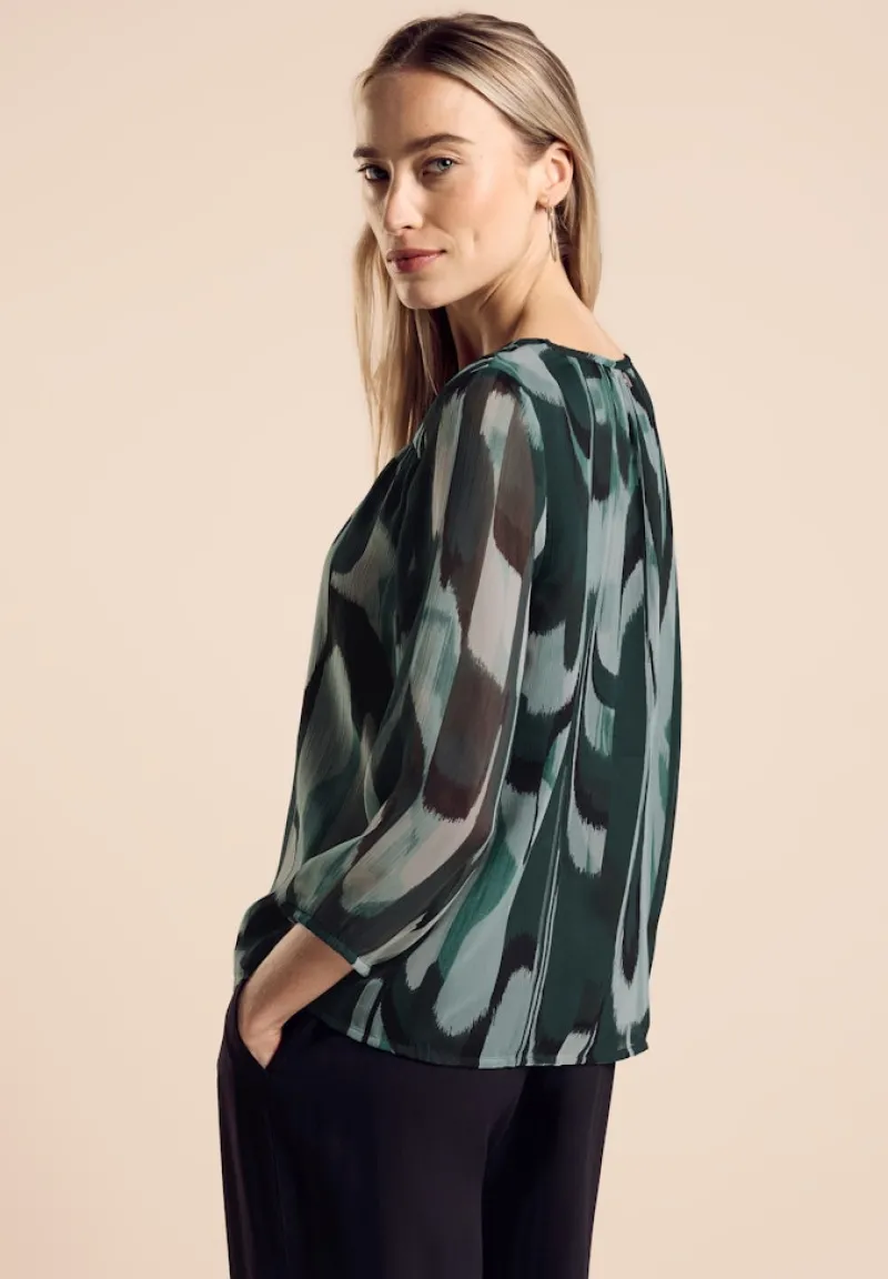 Street One Blusen*Chiffon-Tunika mit Print hunter green