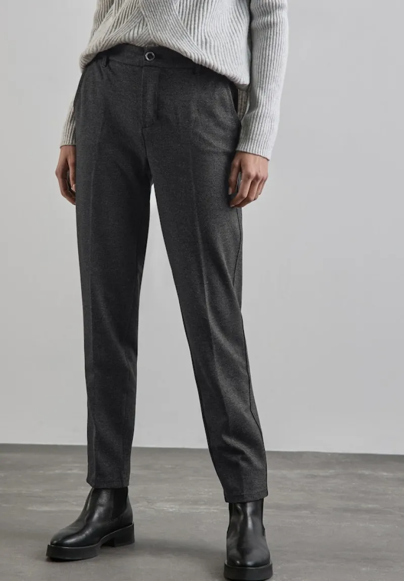 Street One Hosen*Chino im Melange-Look Black