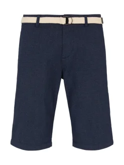 Tom Tailor Denim Shorts*Chino Shorts mit Gürtel blue white dobby