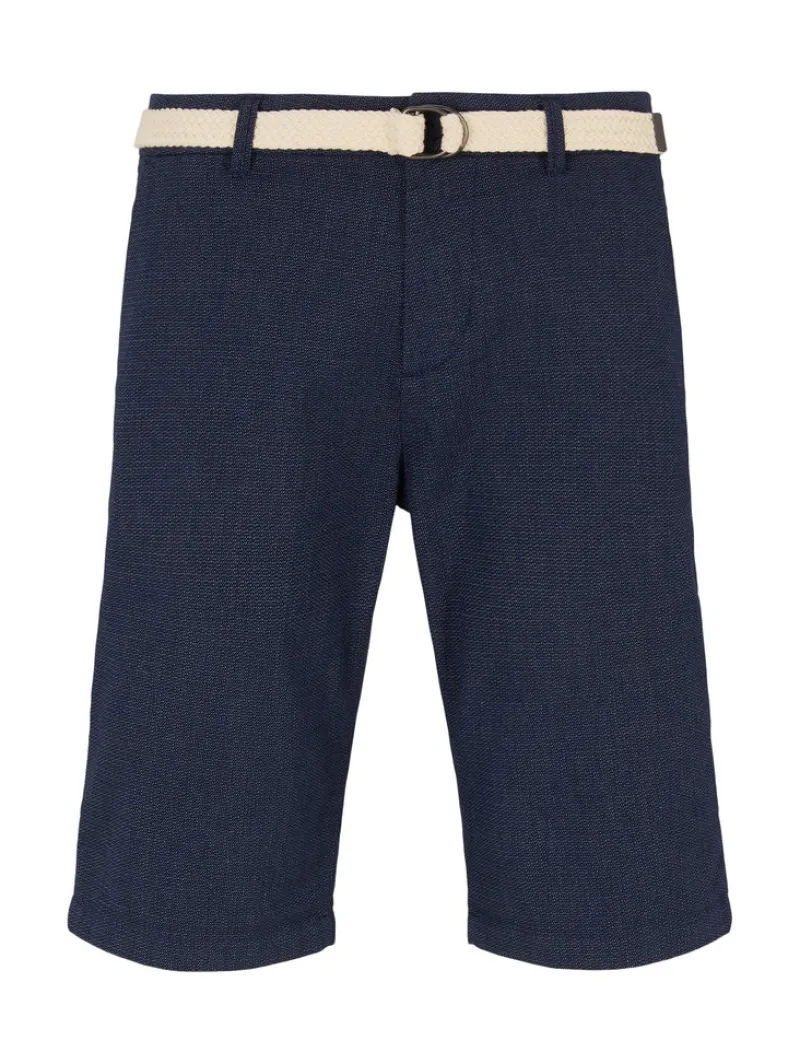 Tom Tailor Denim Shorts*Chino Shorts mit Gürtel blue white dobby