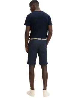 Tom Tailor Denim Shorts*Chino Shorts mit Gürtel blue white dobby