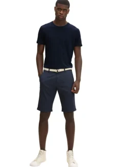 Tom Tailor Denim Shorts*Chino Shorts mit Gürtel blue white dobby