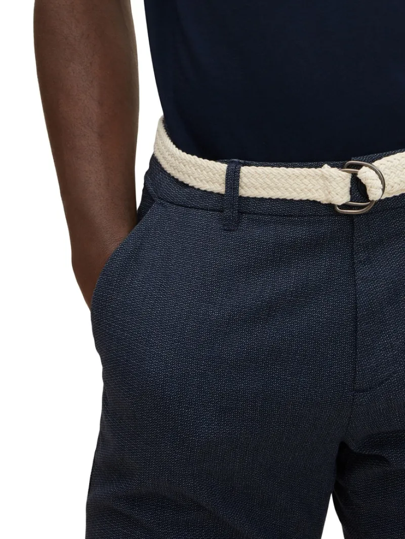 Tom Tailor Denim Shorts*Chino Shorts mit Gürtel blue white dobby