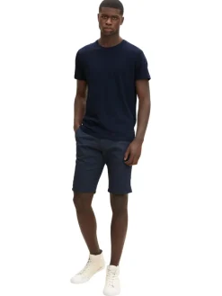 Tom Tailor Denim Shorts*Chino Shorts mit Gürtel blue white dobby