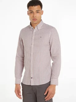 Tommy Hilfiger Hemden|Big Boys*CL W-COTTON LINEN STRIPE SHIRT dark dune - optic white