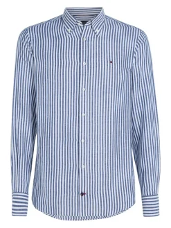 Tommy Hilfiger Hemden|Big Boys*CL W-COTTON LINEN STRIPE SHIRT anchor blue - optic white
