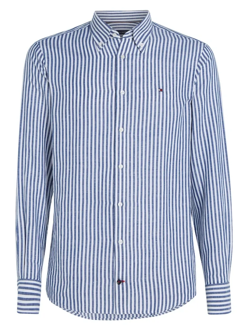 Tommy Hilfiger Hemden|Big Boys*CL W-COTTON LINEN STRIPE SHIRT anchor blue - optic white