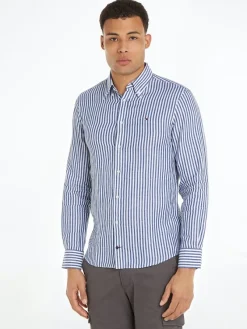 Tommy Hilfiger Hemden|Big Boys*CL W-COTTON LINEN STRIPE SHIRT anchor blue - optic white