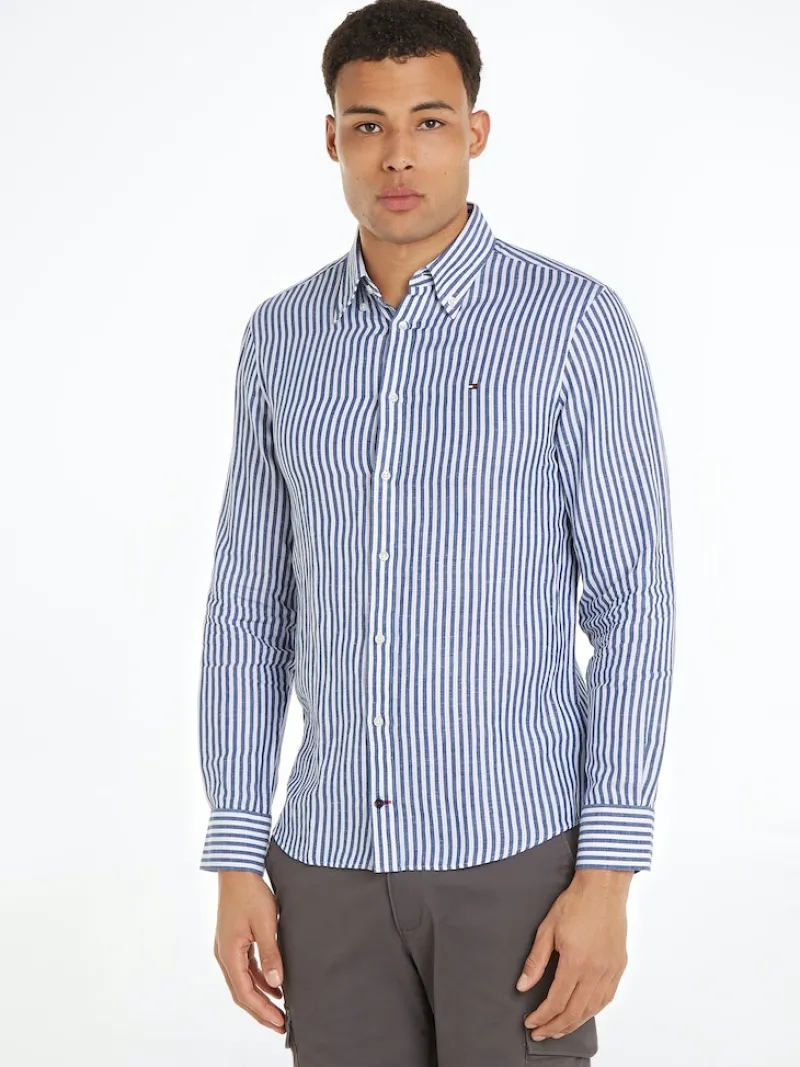 Tommy Hilfiger Hemden|Big Boys*CL W-COTTON LINEN STRIPE SHIRT anchor blue - optic white