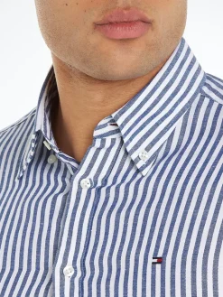 Tommy Hilfiger Hemden|Big Boys*CL W-COTTON LINEN STRIPE SHIRT anchor blue - optic white