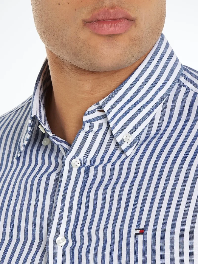Tommy Hilfiger Hemden|Big Boys*CL W-COTTON LINEN STRIPE SHIRT anchor blue - optic white