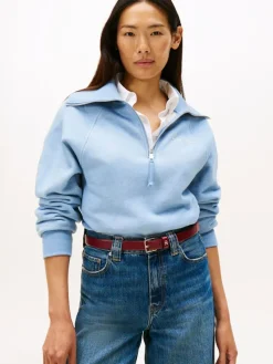 Tommy Hilfiger Pullover & Sweatshirts*CLASSIC SCRIPT FLEECE HALF-ZIP brisk blue heather