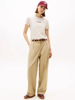 Tommy Hilfiger Shirts*CLASSIC SCRIPT REG SS TEE heather oatmilk