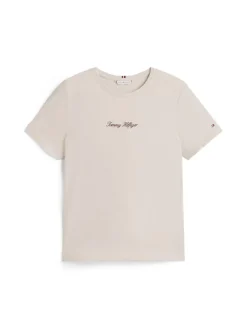 Tommy Hilfiger Shirts*CLASSIC SCRIPT REG SS TEE heather oatmilk