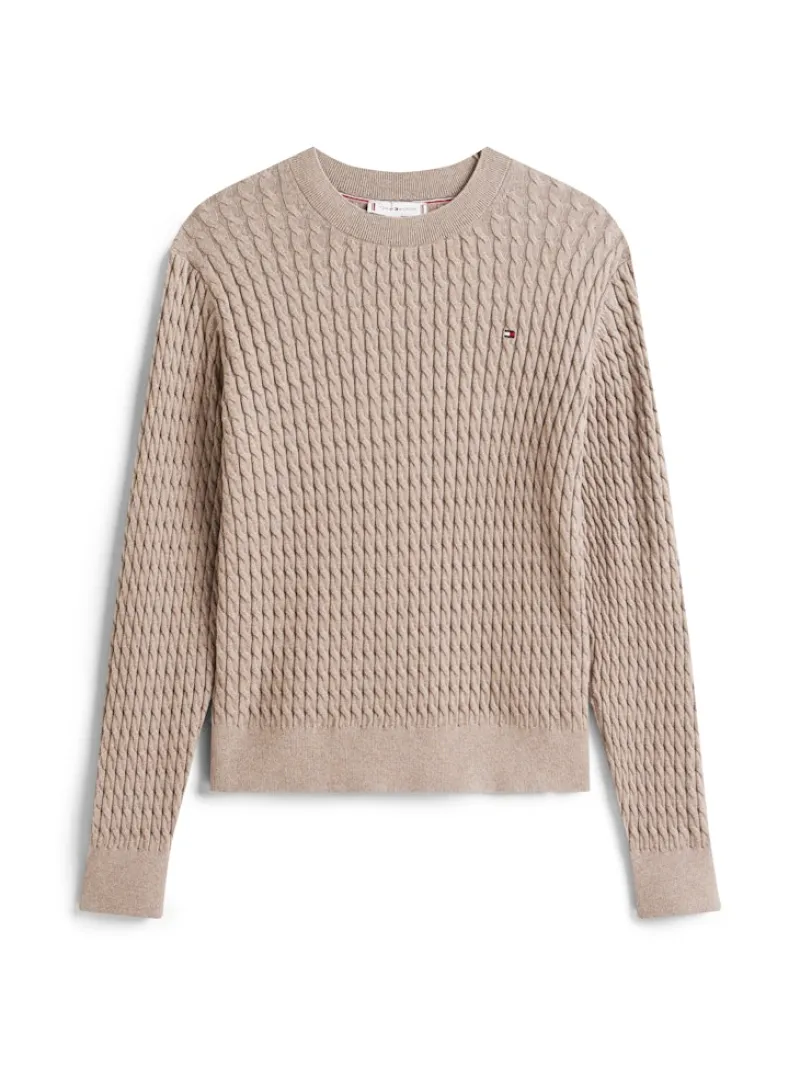 Tommy Hilfiger Pullover & Sweatshirts*CO CABLE FINE GG C-NK LS SWT heathered taupe