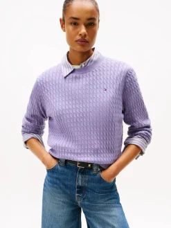 Tommy Hilfiger Pullover & Sweatshirts*CO CABLE FINE GG C-NK LS SWT lavender ash