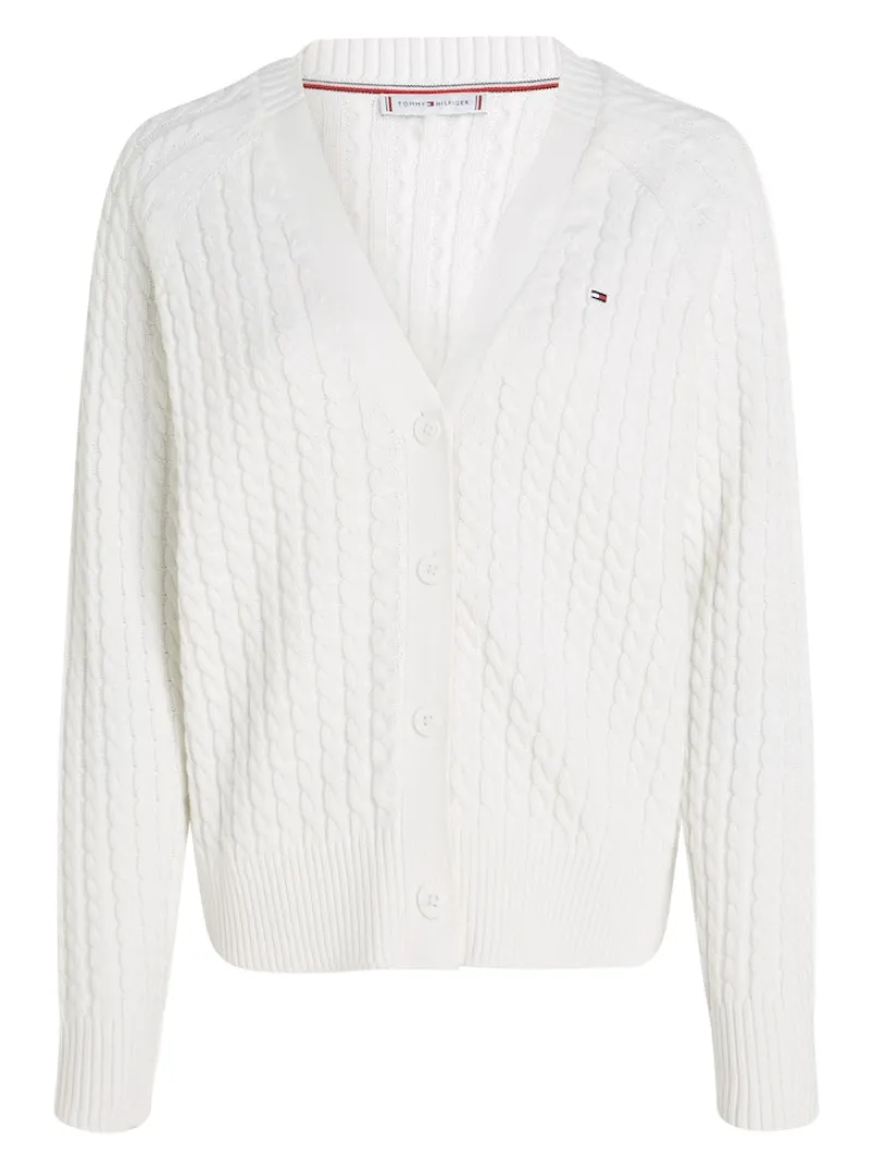 Tommy Hilfiger Pullover & Sweatshirts*CO CABLE V-NK CARDIGAN ecru