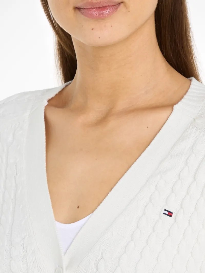 Tommy Hilfiger Pullover & Sweatshirts*CO CABLE V-NK CARDIGAN ecru