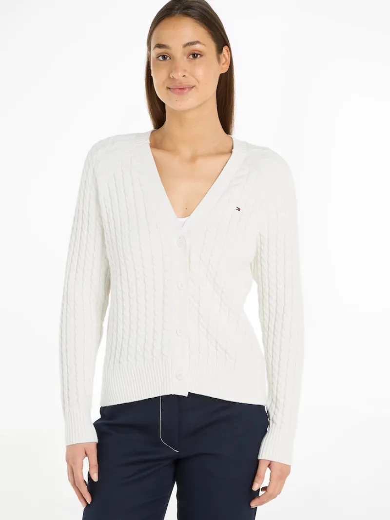 Tommy Hilfiger Pullover & Sweatshirts*CO CABLE V-NK CARDIGAN ecru