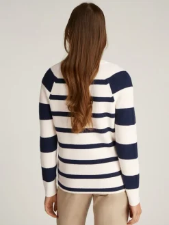 Tommy Hilfiger Pullover & Sweatshirts*CO CARDI FINE GG LS V-NK SWT ivory petal-dark night navy stp