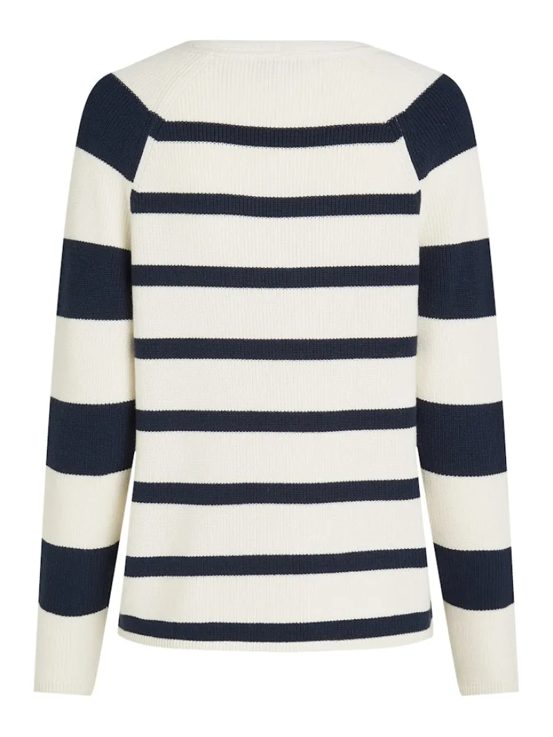 Tommy Hilfiger Pullover & Sweatshirts*CO CARDI FINE GG LS V-NK SWT ivory petal-dark night navy stp