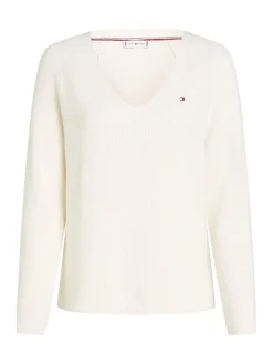 Tommy Hilfiger Pullover & Sweatshirts*CO CARDI FINE GG LS V-NK SWT ivory petal