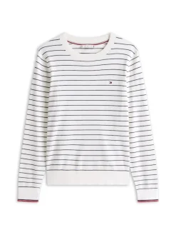 Tommy Hilfiger Pullover & Sweatshirts*CO JERSEY STITCH C-NK LS SWT ivory silk-dark night navy fine stp