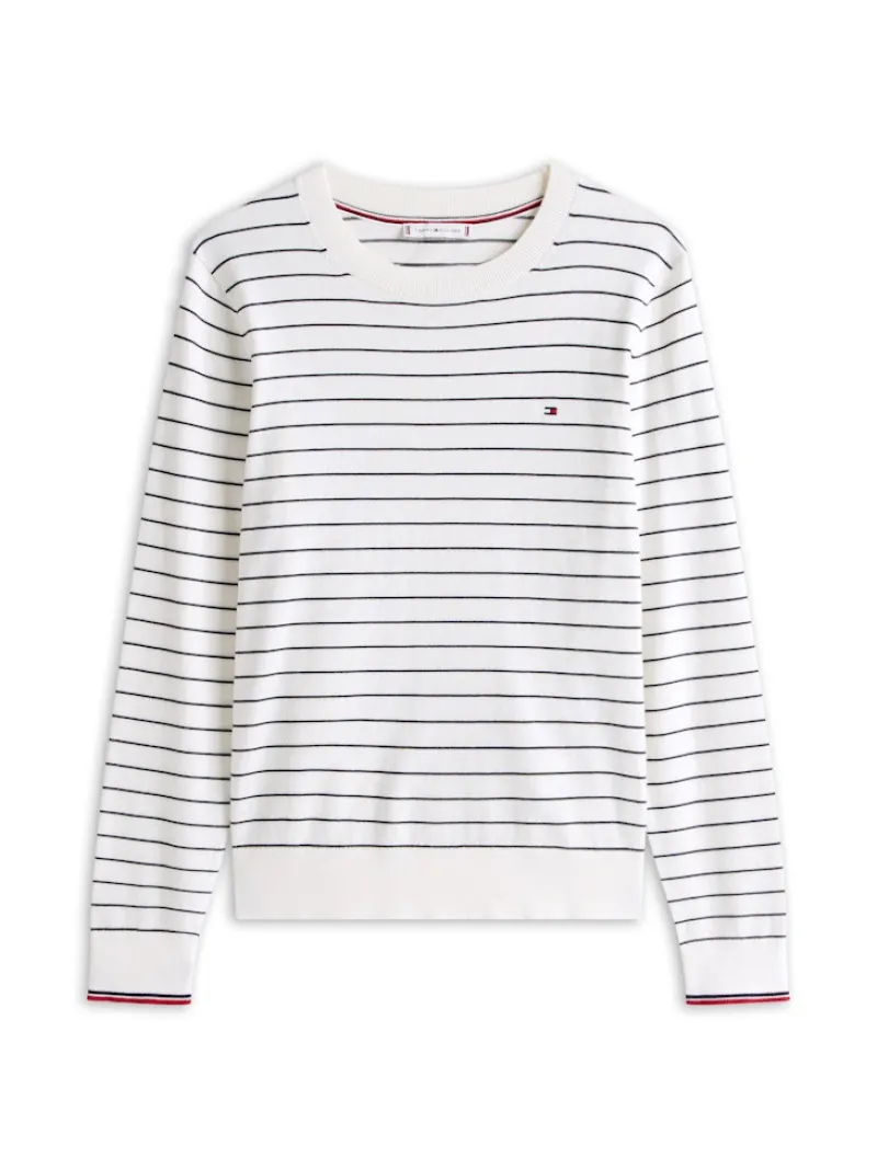 Tommy Hilfiger Pullover & Sweatshirts*CO JERSEY STITCH C-NK LS SWT ivory silk-dark night navy fine stp